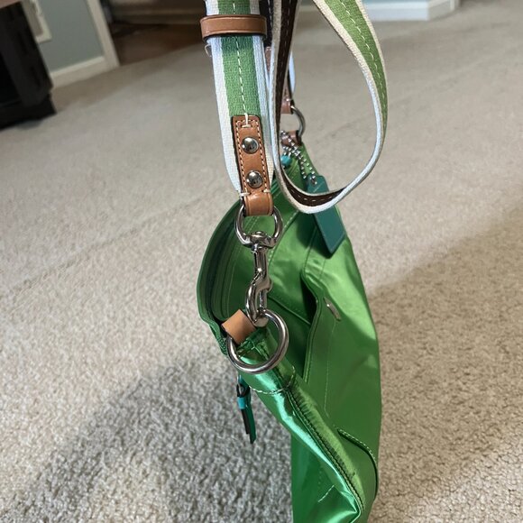 Coach Swingpack, Green Satin - Picture 3 of 11